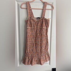 Zara Orange and Blue Floral Mini Dress